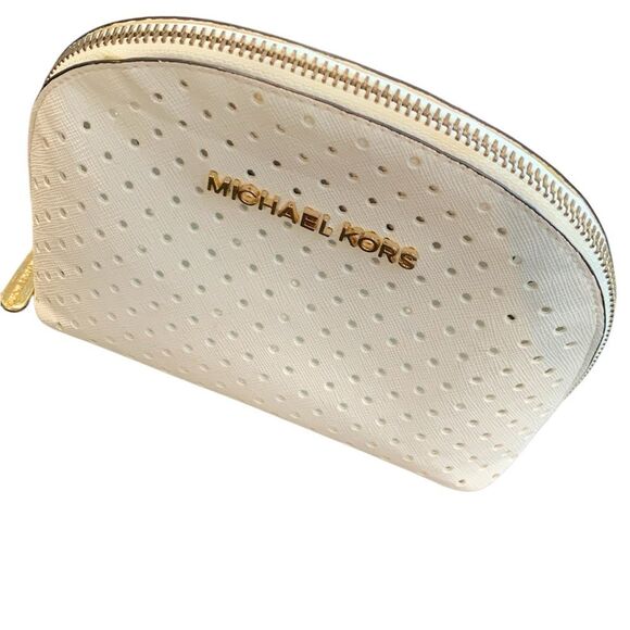 Michael Kors Handbags - Michael Kors White and Gold Cosmetic Bag